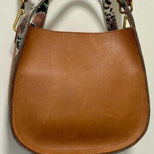 Madewell Sydney Crossbody Tan with Snakeskin Embossed Trim
